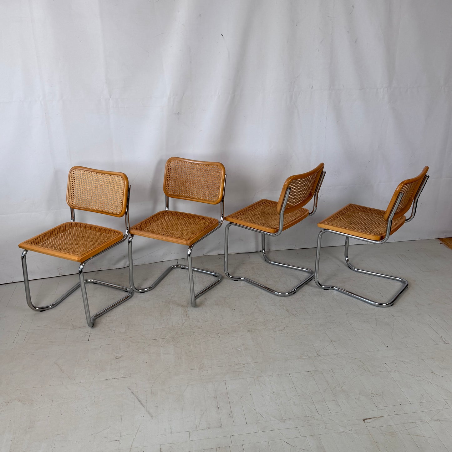 Set of 4 “Cesca” Bauhaus-Style Chairs, Italy, 1980s