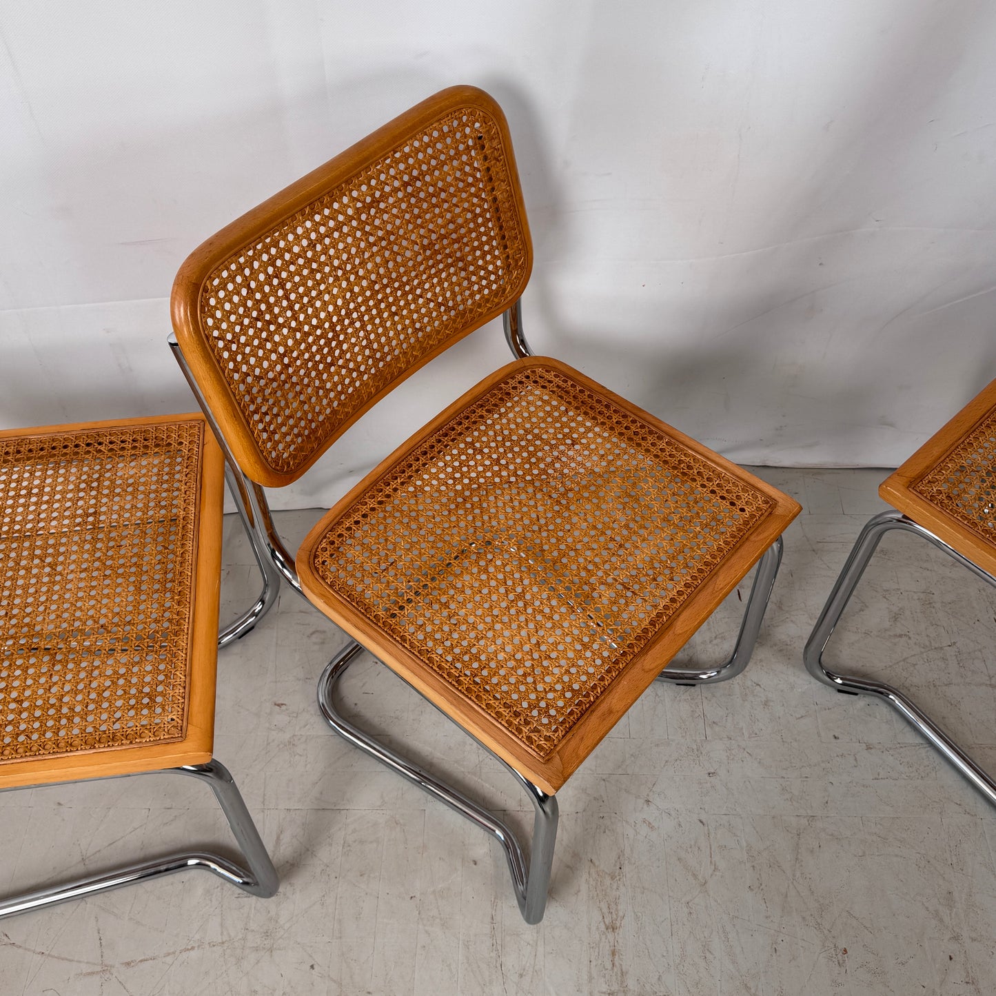 Set of 4 “Cesca” Bauhaus-Style Chairs, Italy, 1980s
