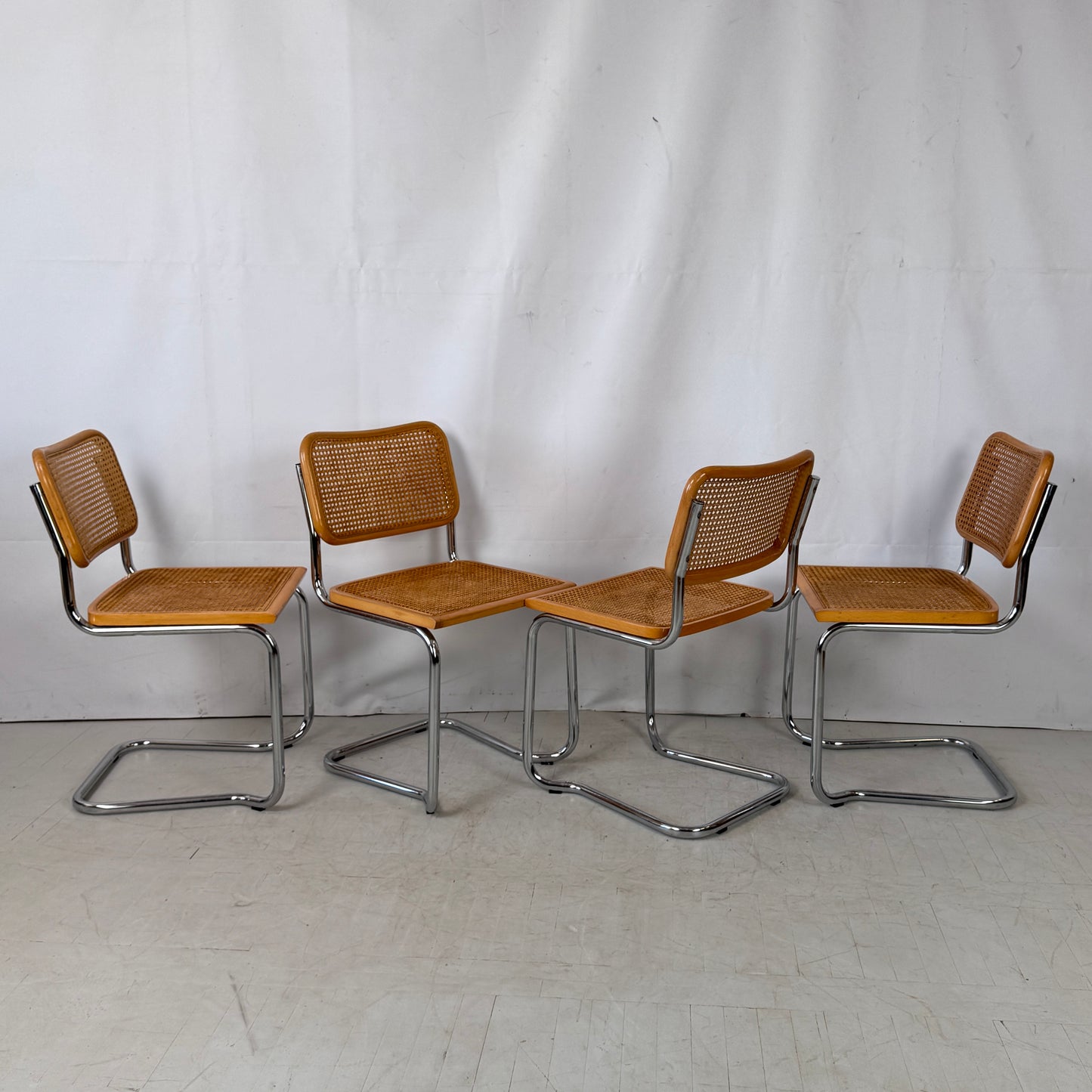 Set of 4 “Cesca” Bauhaus-Style Chairs, Italy, 1980s
