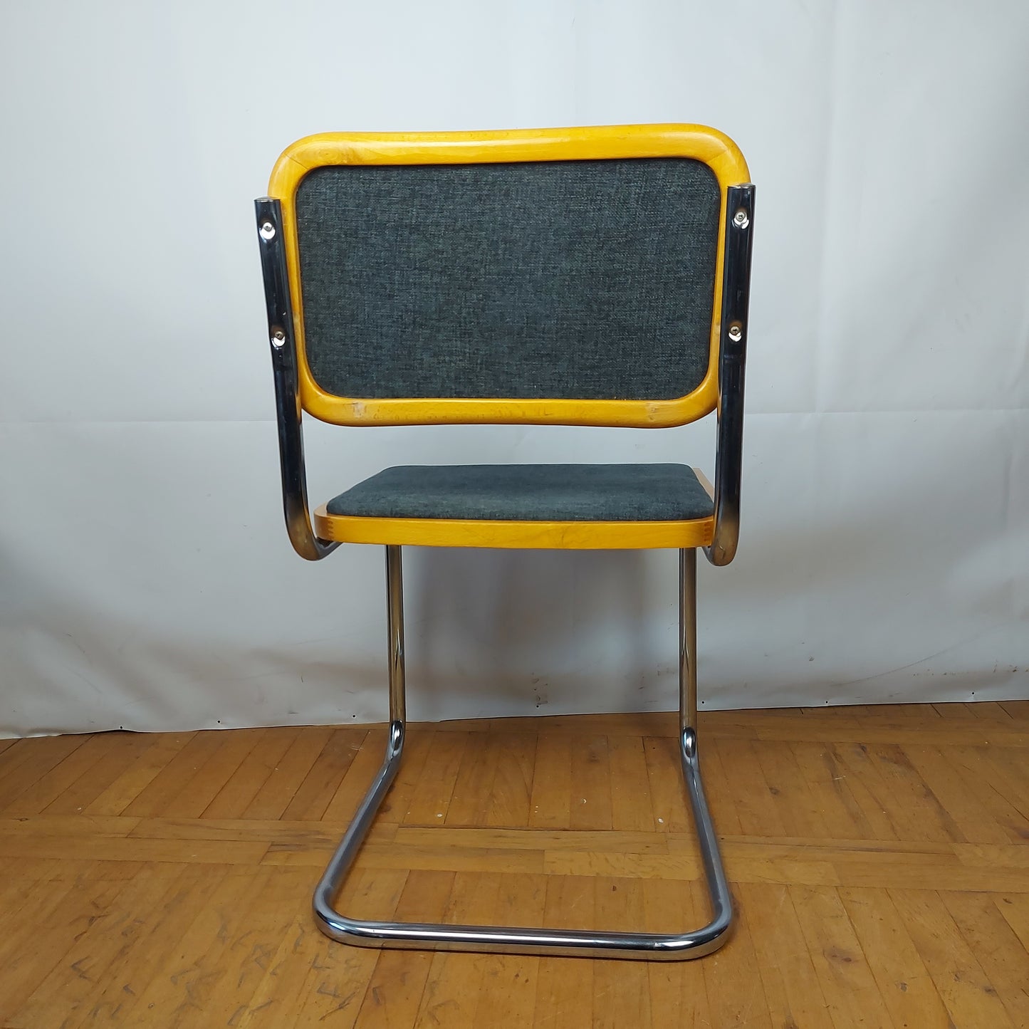 Chrome tubular steel Marcel Breuer "Cesca" style chair 1980s