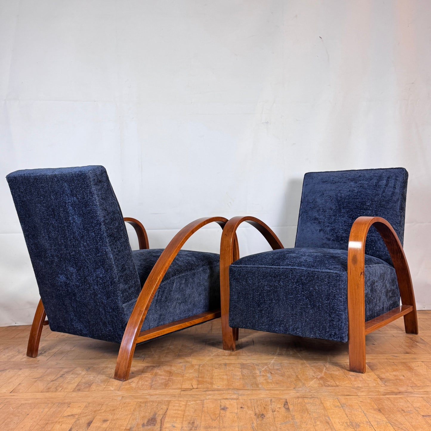 Pair of fully restored French art-deco armchairs 1960s