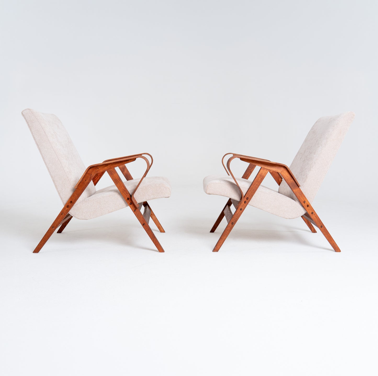 Pair of Frantisek Jirak armchairs with ottoman for Tatra Nabytok 1960s