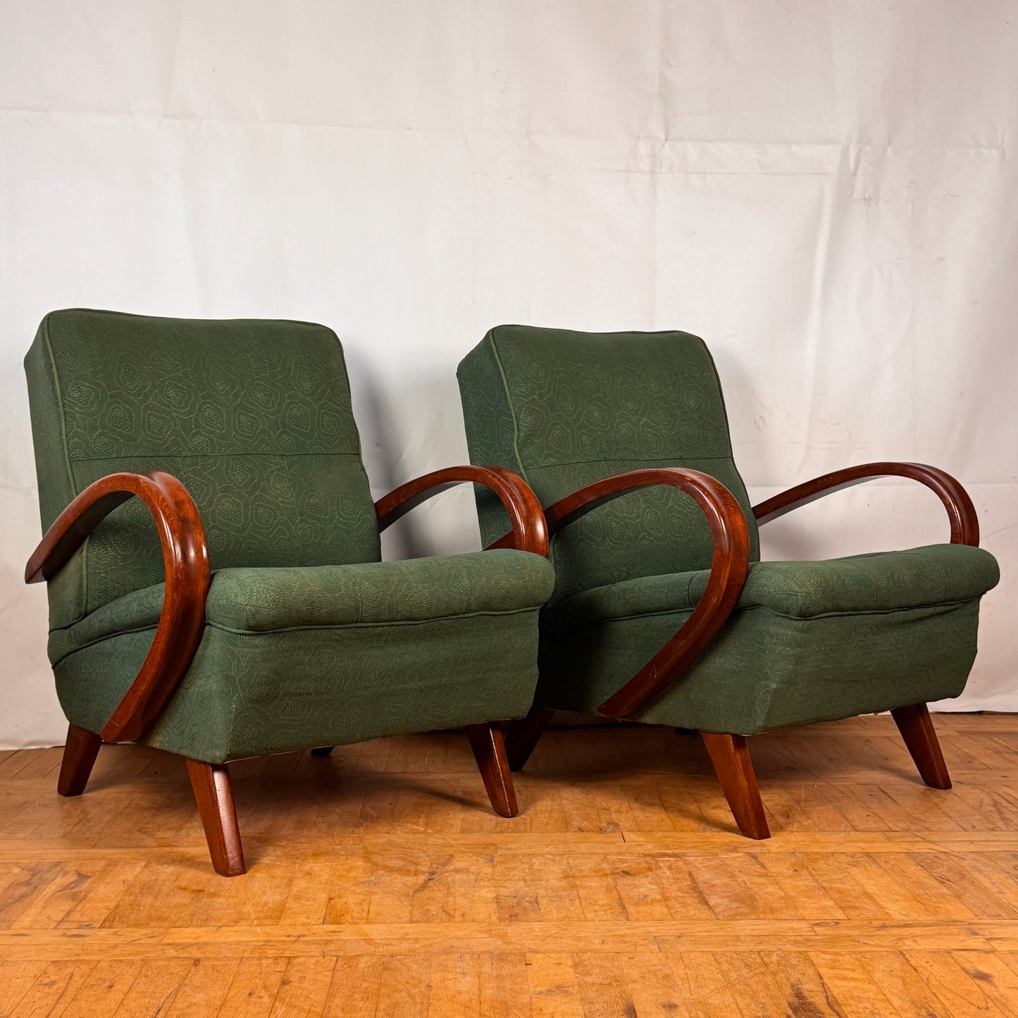 Pair of Frantisek Jirak art-deco style armchairs 1960s