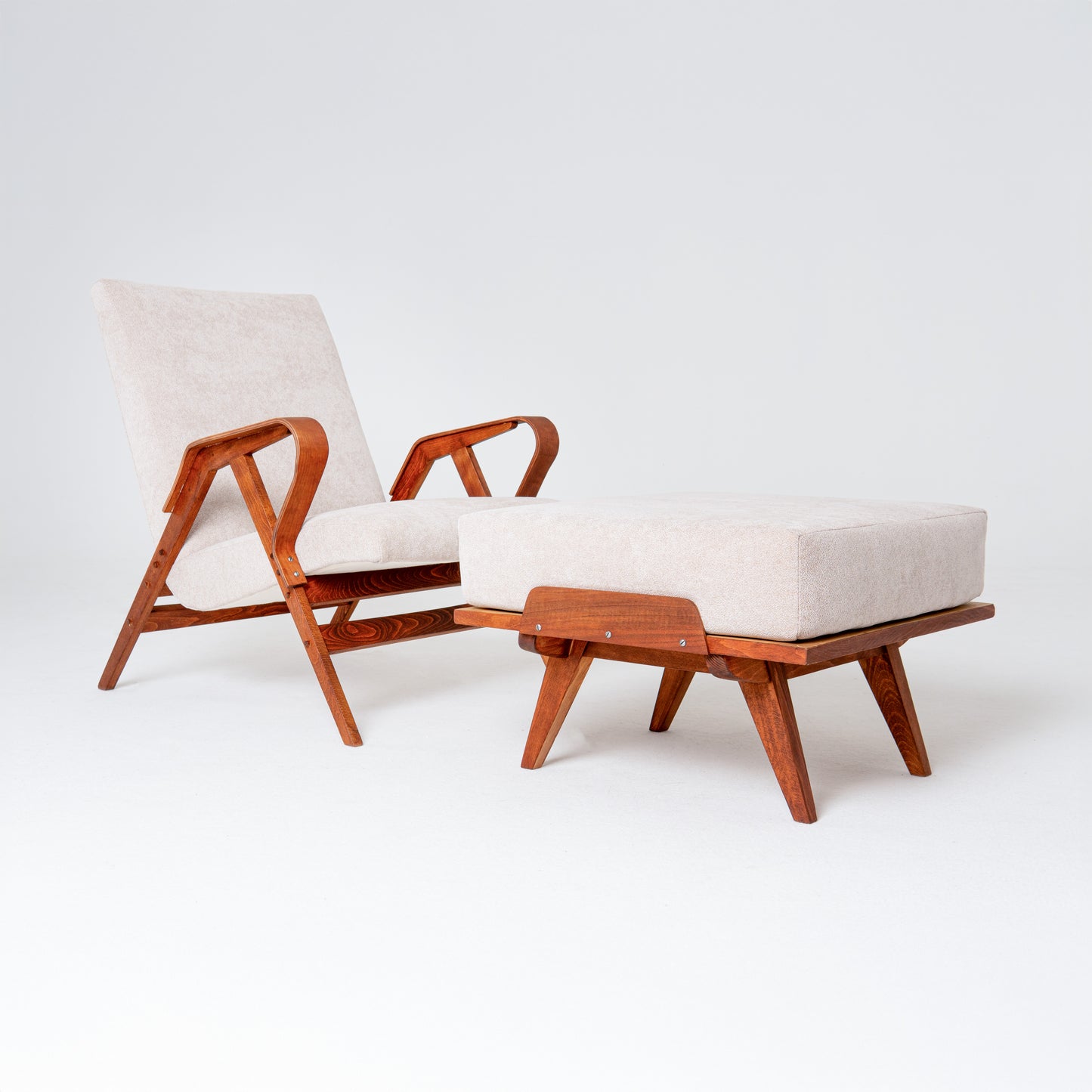 Pair of Frantisek Jirak armchairs with ottoman for Tatra Nabytok 1960s