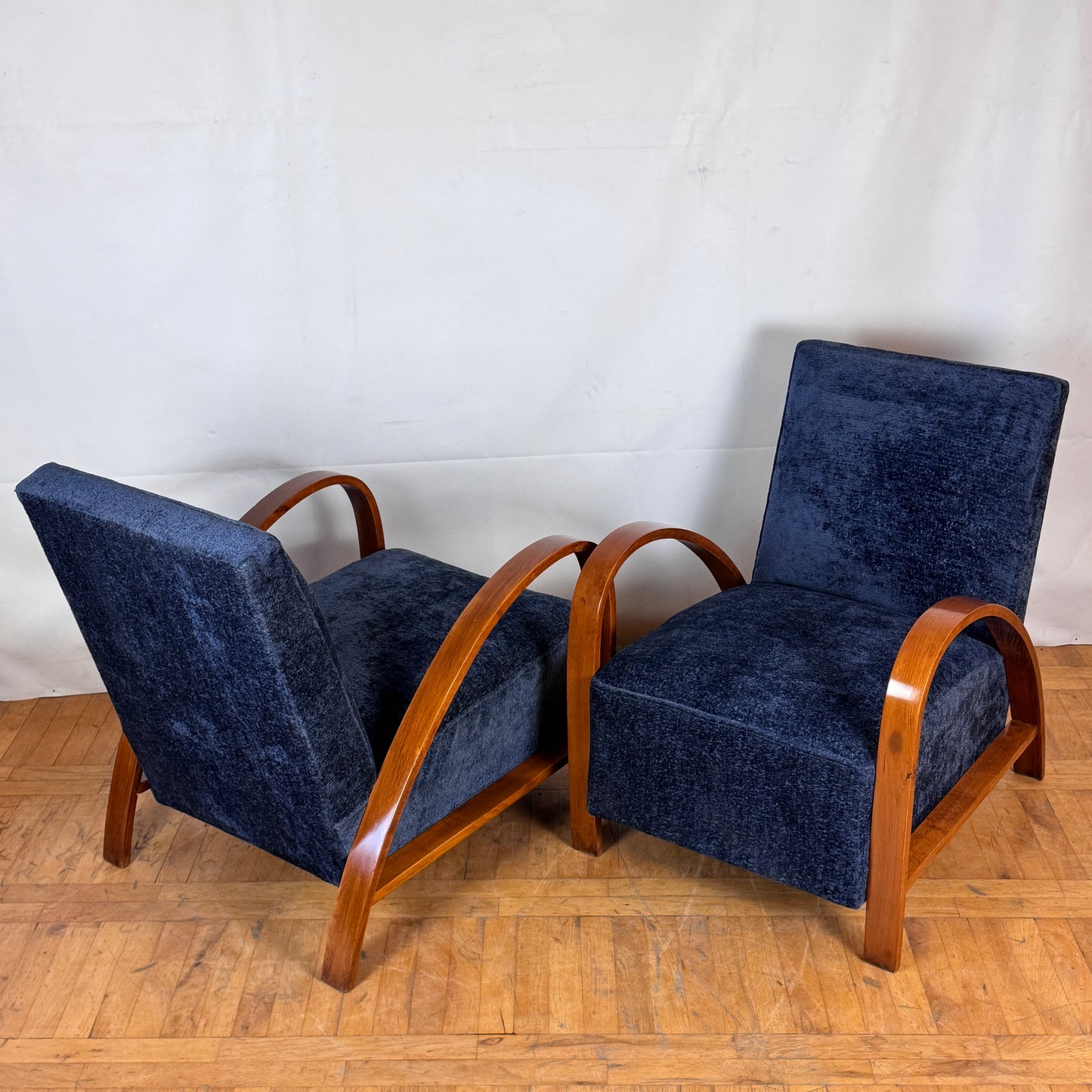 Pair of fully restored French art-deco armchairs 1960s