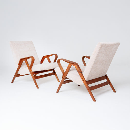 Pair of Frantisek Jirak armchairs with ottoman for Tatra Nabytok 1960s
