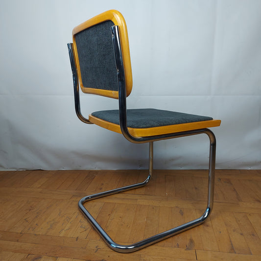 Chrome tubular steel Marcel Breuer "Cesca" style chair 1980s