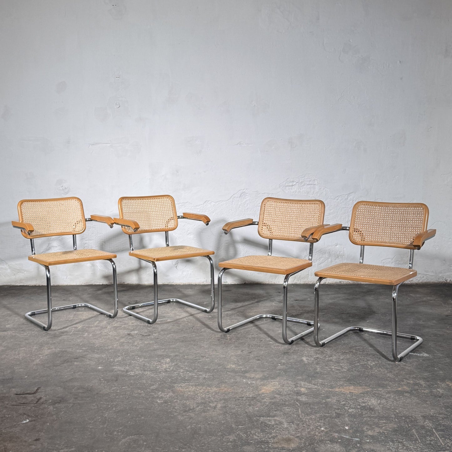 Cesca Style Cane Armchairs by Marcel Breuer, Set of 4, 1990s