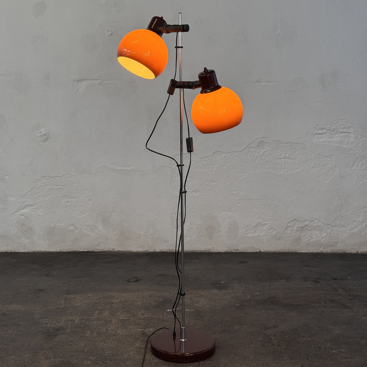 Two-Arm Mushroom Shade Floor Lamp by Szarvasi, 1960s