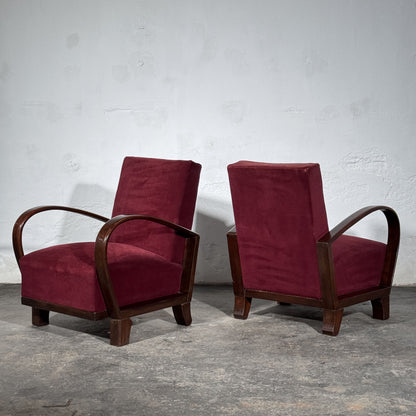 Debreceni-Style Hungarian Art Deco Armchairs, Pair, 1950s