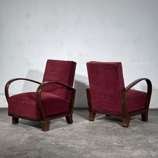 Debreceni-Style Hungarian Art Deco Armchairs, Pair, 1950s