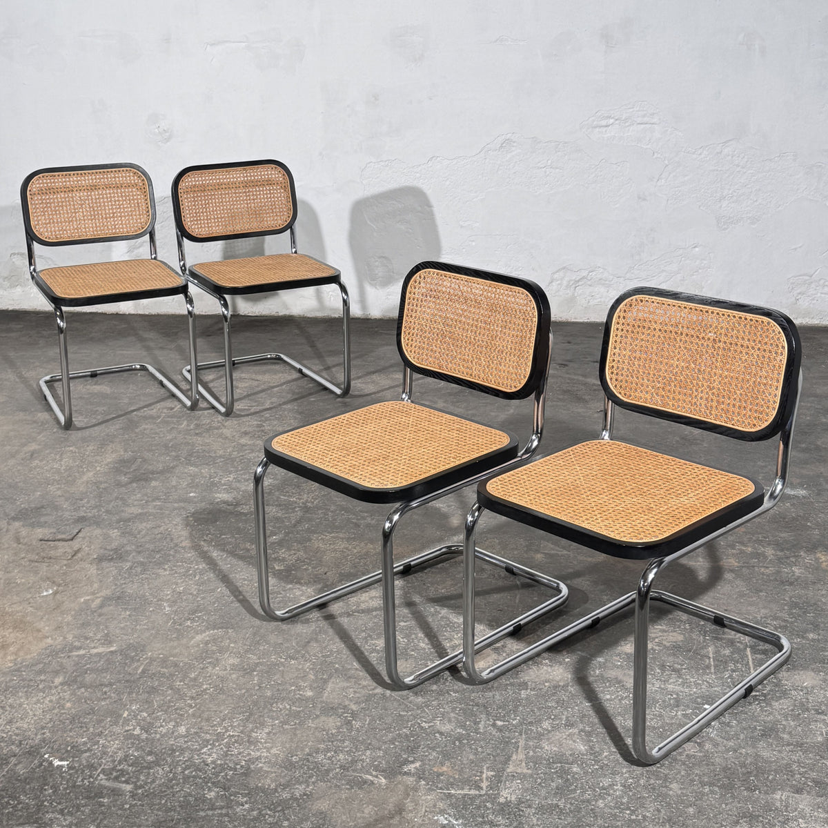 Set of 4 Cesca-Style Dining Chairs, Inspired by Marcel Breuer, 1990s