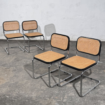 Set of 4 Cesca-Style Dining Chairs, Inspired by Marcel Breuer, 1990s