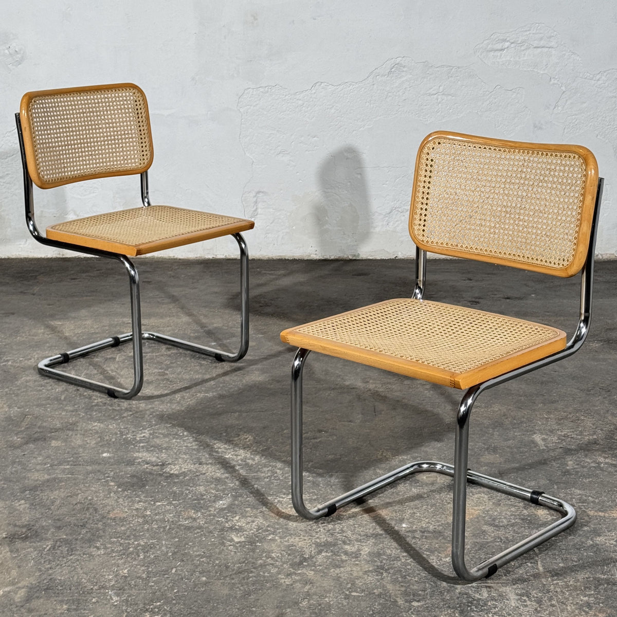 Set of 2 Cesca Style Cantilever Chairs, After Marcel Breuer, Italy, 1960s