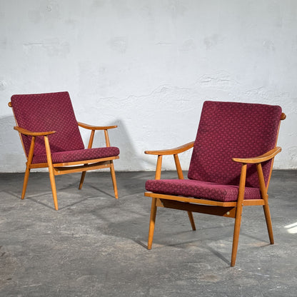 TON Style Beech Armchairs, Pair, 1960s