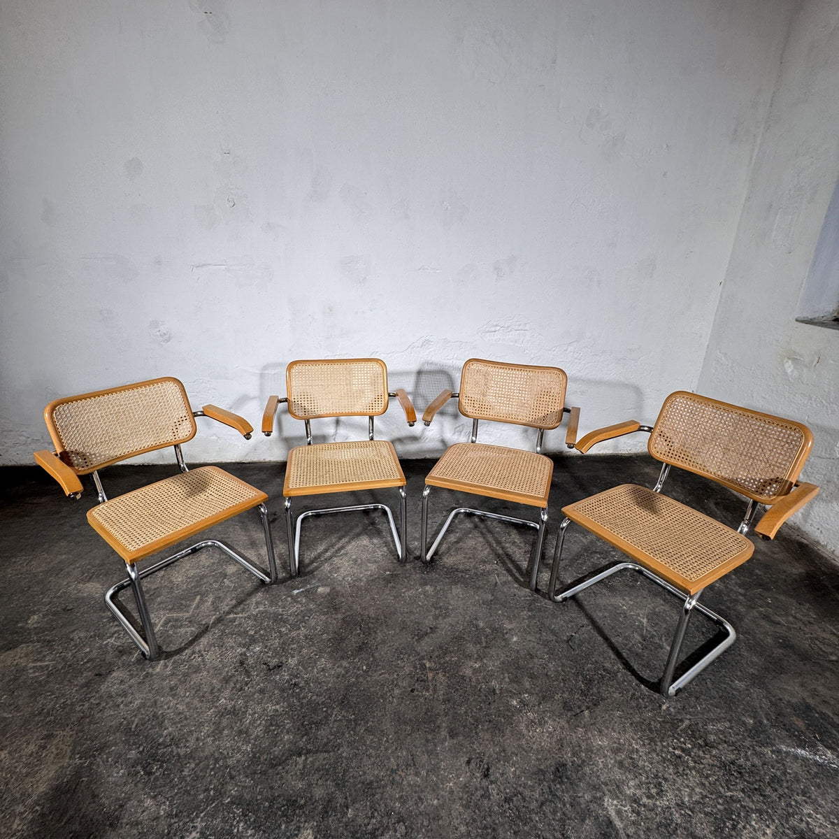 Cesca Style Cane Armchairs by Marcel Breuer, Set of 4, 1990s