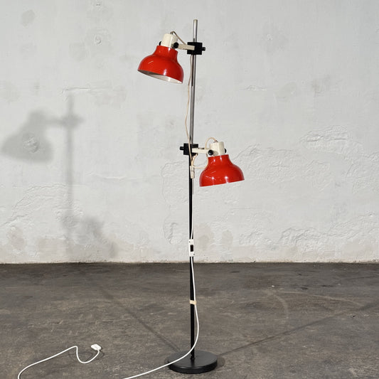 Vintage Red Double Spotlight Floor Lamp, 1970s