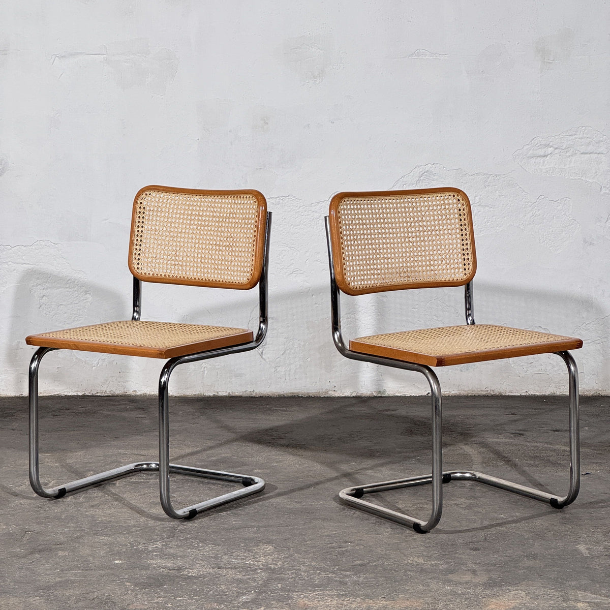 Set of 2 Cesca Style Cantilever Chairs, After Marcel Breuer, Italy, 1960s