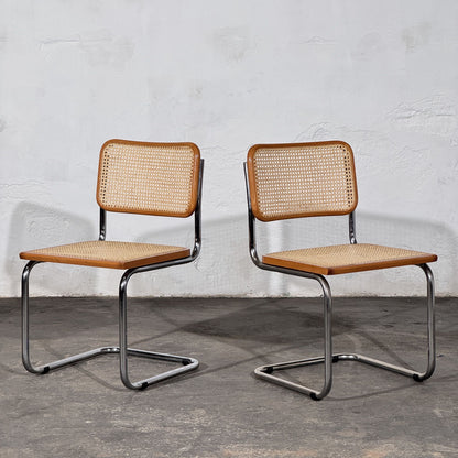 Set of 2 Cesca Style Cantilever Chairs, After Marcel Breuer, Italy, 1960s