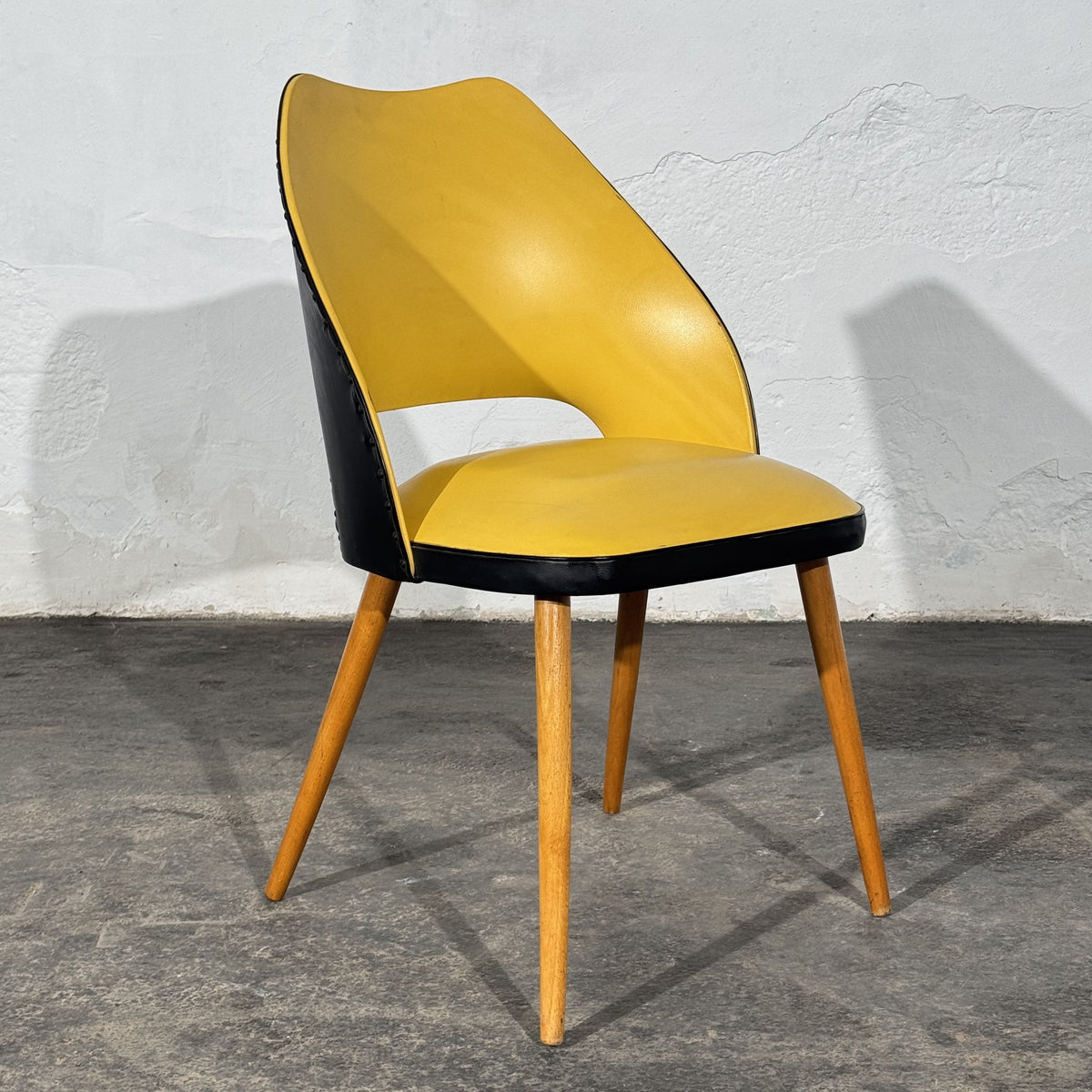 East German Mid-Century Yellow and Black Chair, 1960s