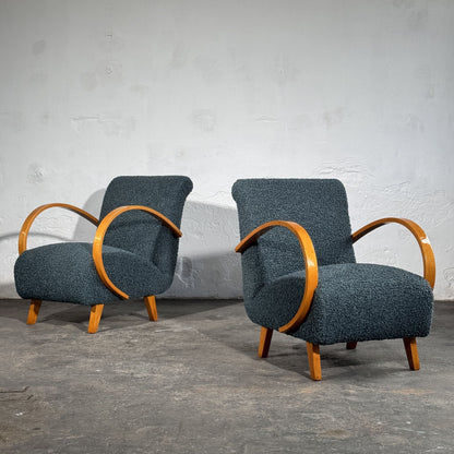 Pair of Jindřich Halabala H-410 Armchairs by UP Závody, 1930s