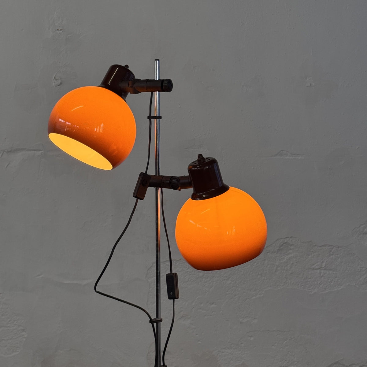 Two-Arm Mushroom Shade Floor Lamp by Szarvasi, 1960s
