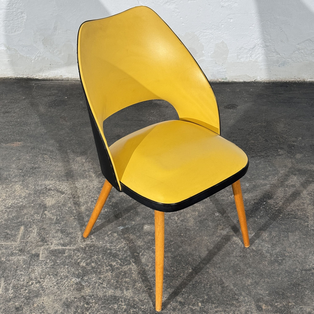 East German Mid-Century Yellow and Black Chair, 1960s