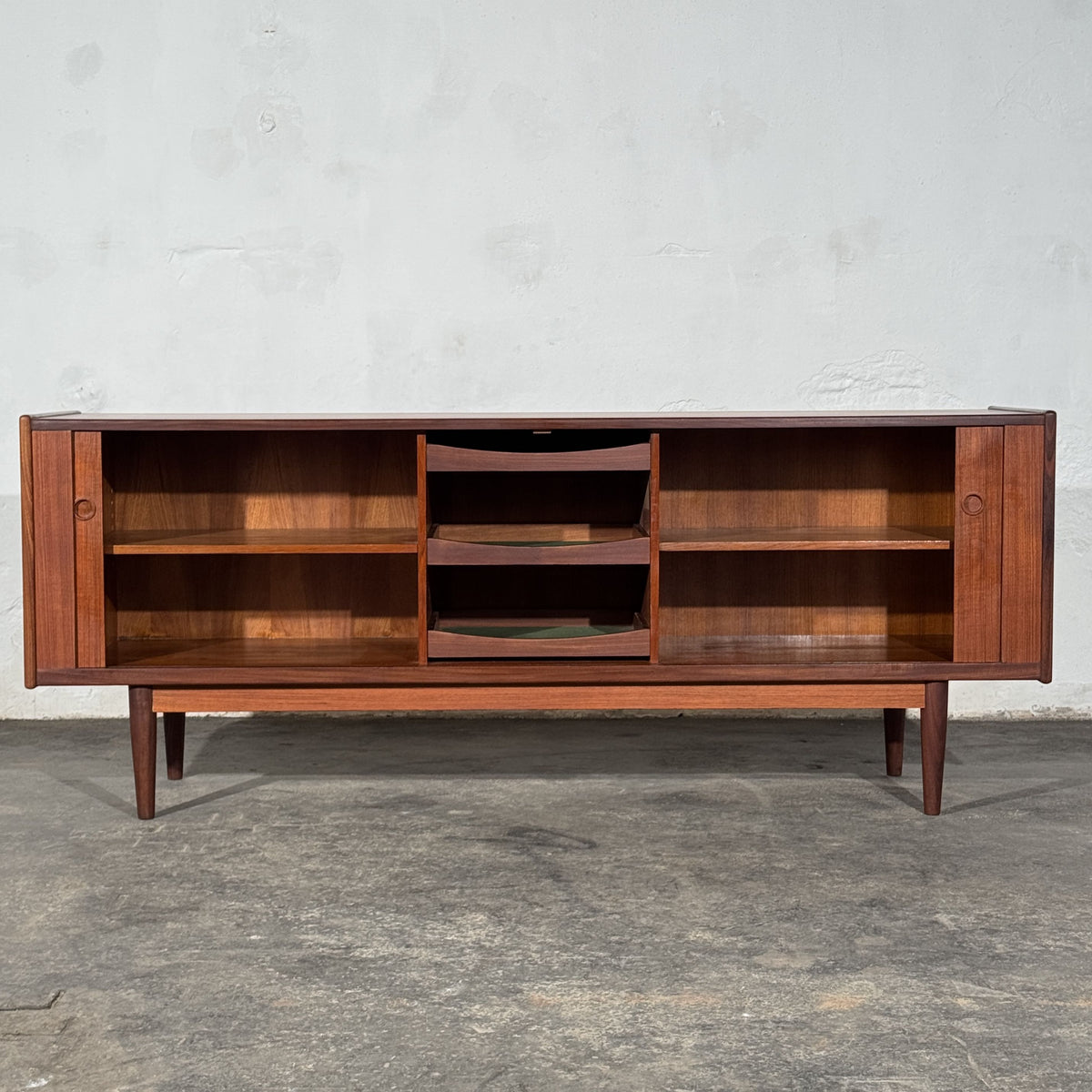 Danish Teak Tambour Sideboard, Attributed to Svend Aage Larsen for Faarup Møbelfabrik, 1960s