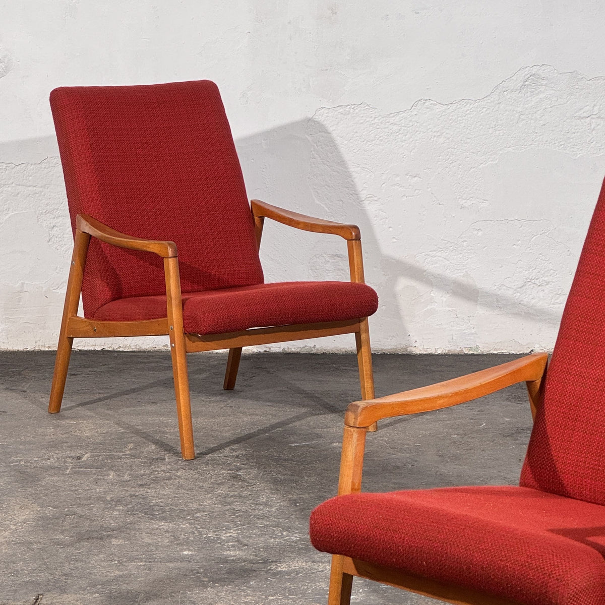Pair of Jiří Jiroutek Red Armchairs, 1960s