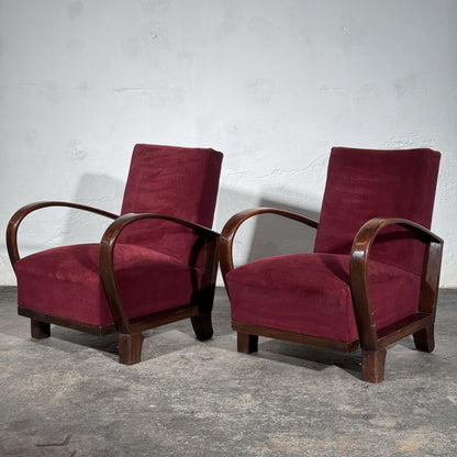 Debreceni-Style Hungarian Art Deco Armchairs, Pair, 1950s