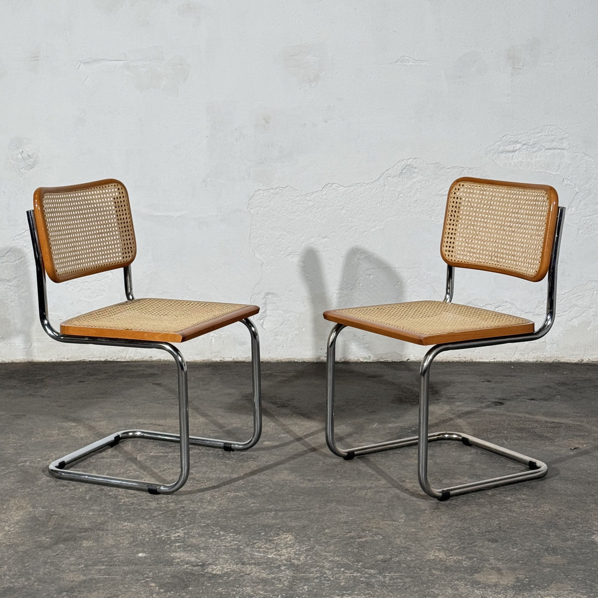Set of 2 Cesca Style Cantilever Chairs, After Marcel Breuer, Italy, 1960s