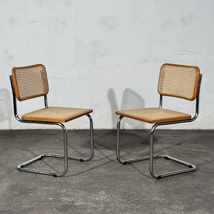 Set of 2 Cesca Style Cantilever Chairs, After Marcel Breuer, Italy, 1960s