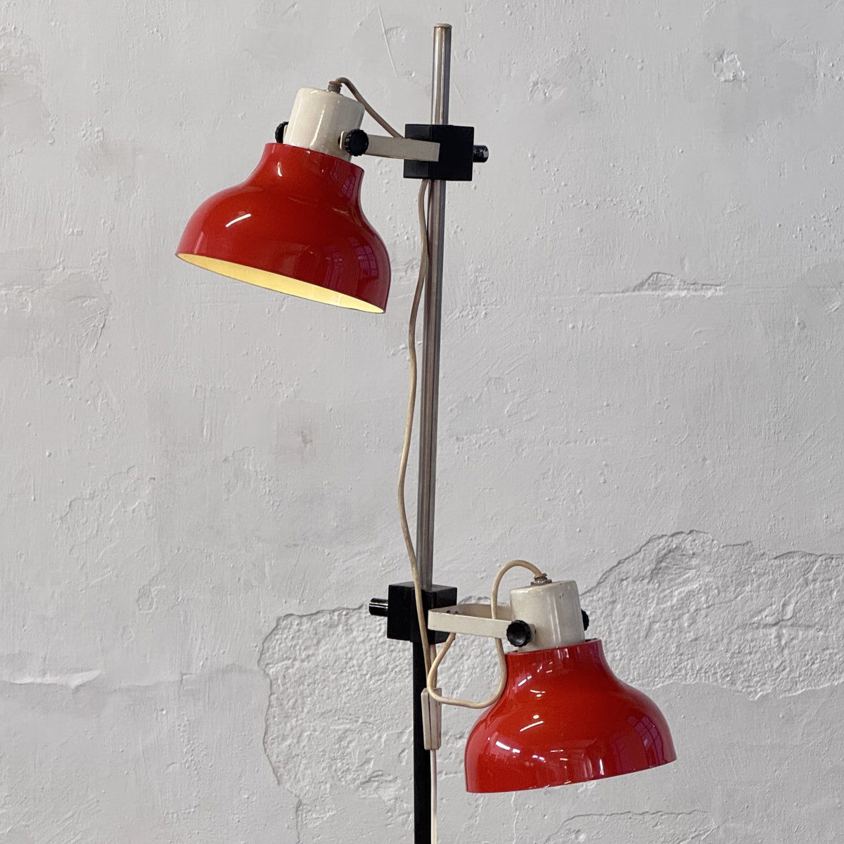 Vintage Red Double Spotlight Floor Lamp, 1970s