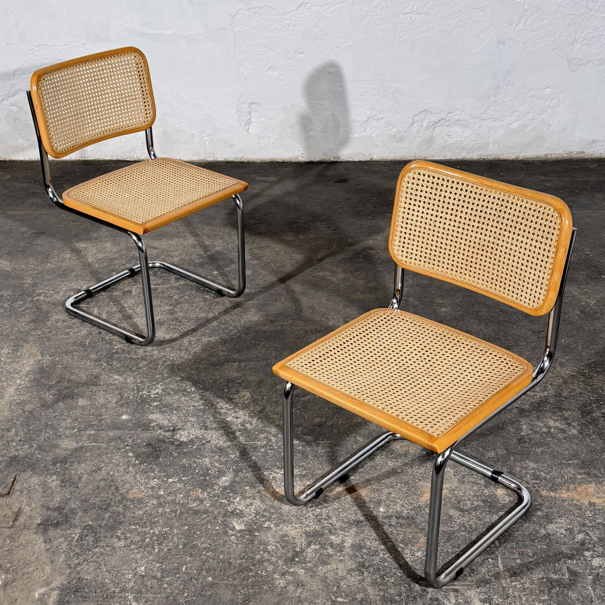 Set of 2 Cesca Style Cantilever Chairs, After Marcel Breuer, Italy, 1960s