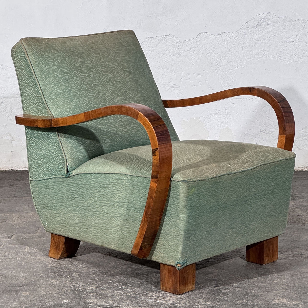 Pair of Art Deco Style Armchairs with Veneered Arms, 1960s