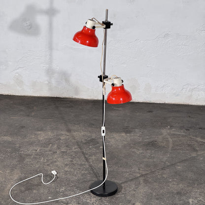 Vintage Red Double Spotlight Floor Lamp, 1970s
