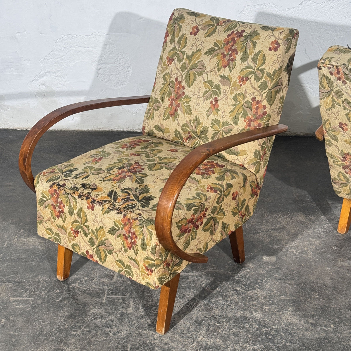 Pair of Jindřich Halabala Type-C Art Deco Armchairs, Czechoslovakia 1930s