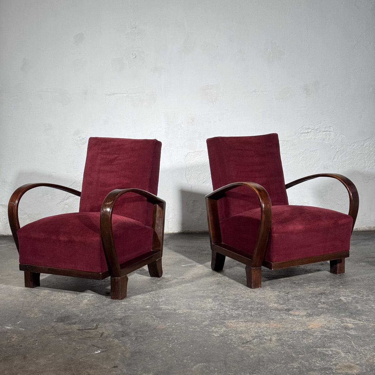 Debreceni-Style Hungarian Art Deco Armchairs, Pair, 1950s