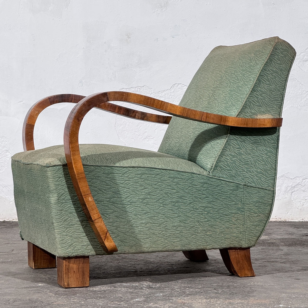Pair of Art Deco Style Armchairs with Veneered Arms, 1960s