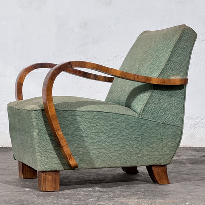 Pair of Art Deco Style Armchairs with Veneered Arms, 1960s