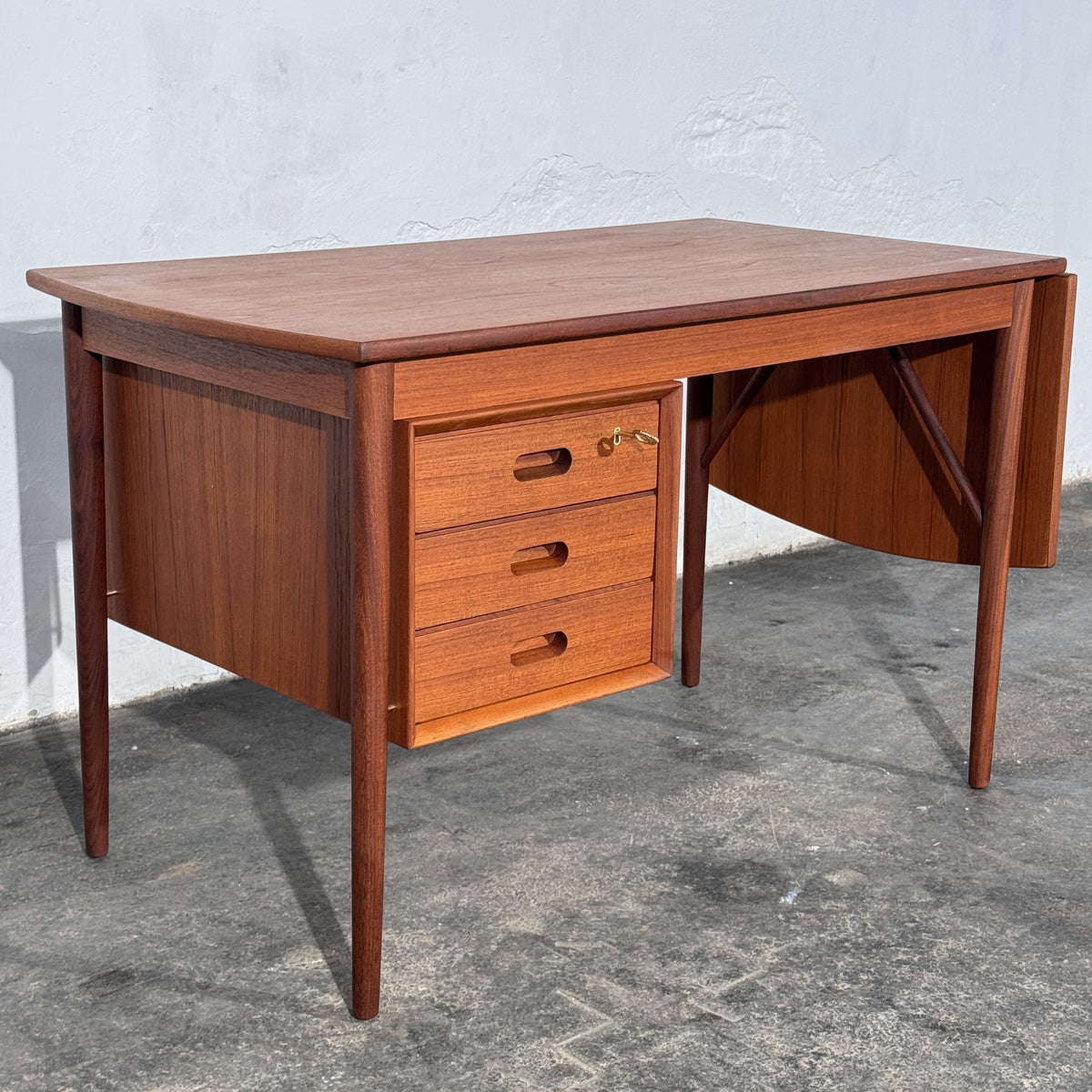 Danish Teak Writing Desk with Drop Leaf, Attributed to Erik Buch, 1960s