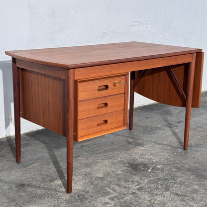 Danish Teak Writing Desk with Drop Leaf, Attributed to Erik Buch, 1960s