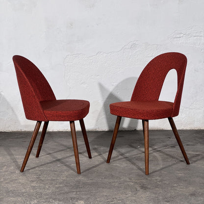 Set of 4 Red Upholstered Dining Chairs, Attributed to Antonín Šuman, Czechoslovakia, 1960s