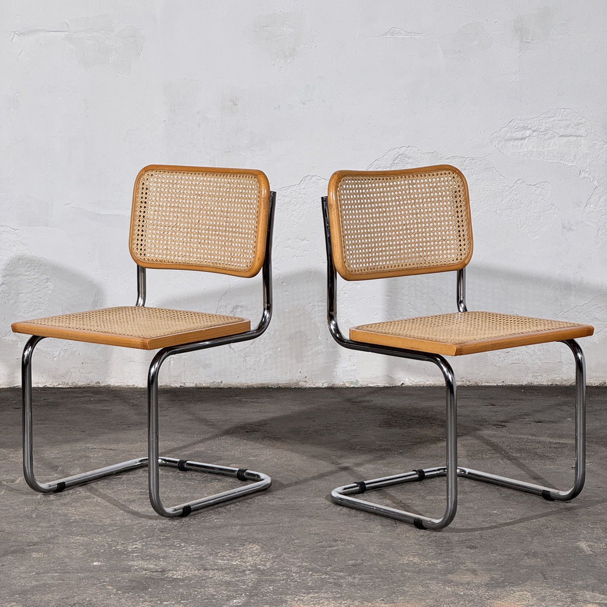 Set of 2 Cesca Style Cantilever Chairs, After Marcel Breuer, Italy, 1960s