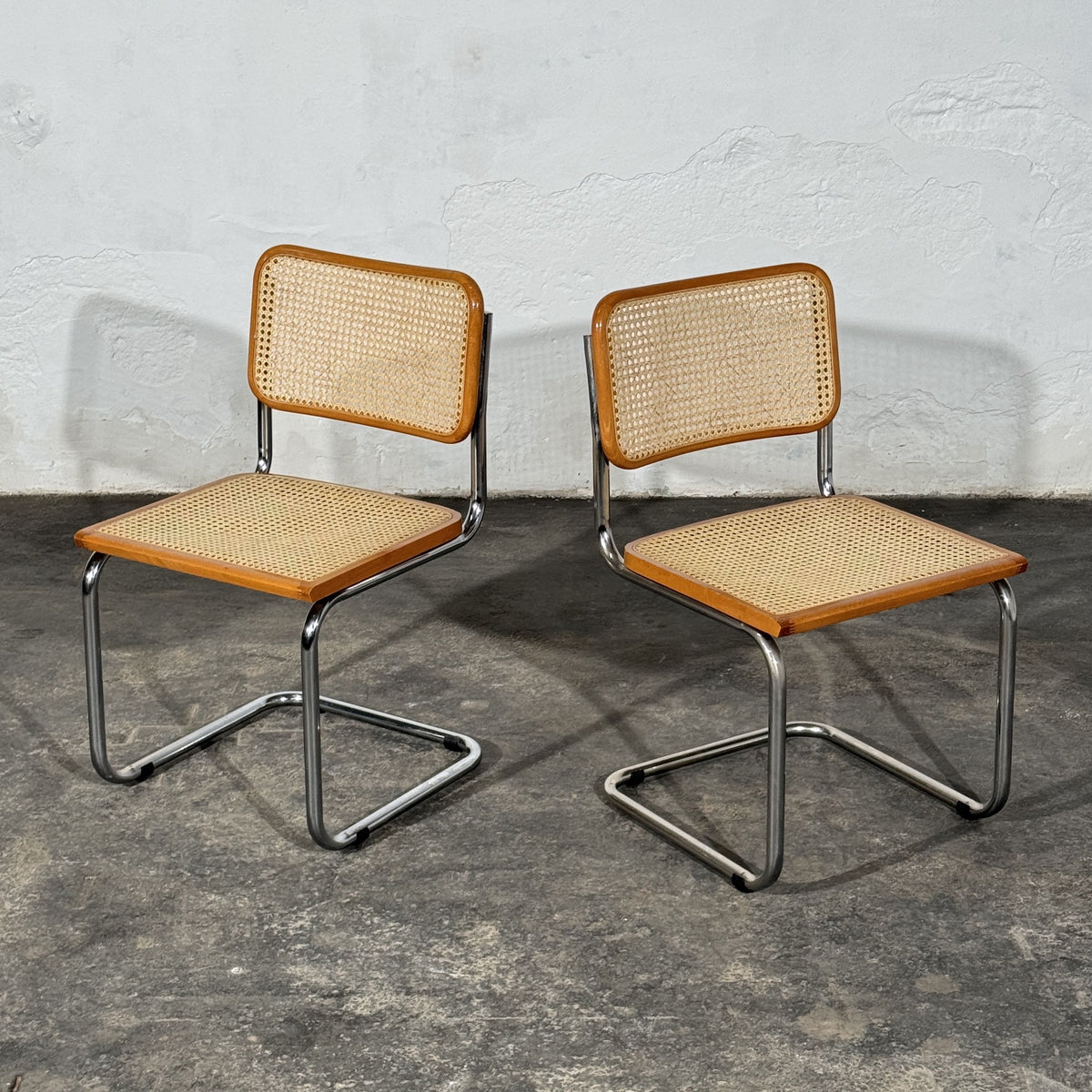 Set of 2 Cesca Style Cantilever Chairs, After Marcel Breuer, Italy, 1960s