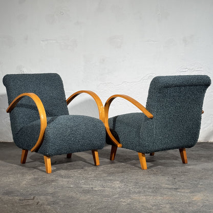 Pair of Jindřich Halabala H-410 Armchairs by UP Závody, 1930s
