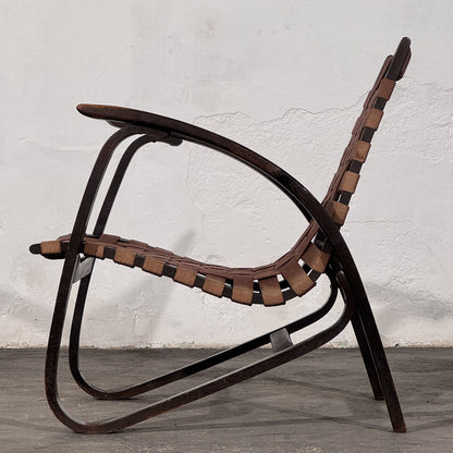 Pair of Bentwood Webbing Armchairs, Attributed to Jan Vaněk for UP Závody, 1930s