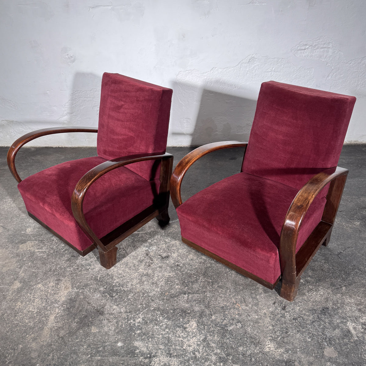 Debreceni-Style Hungarian Art Deco Armchairs, Pair, 1950s