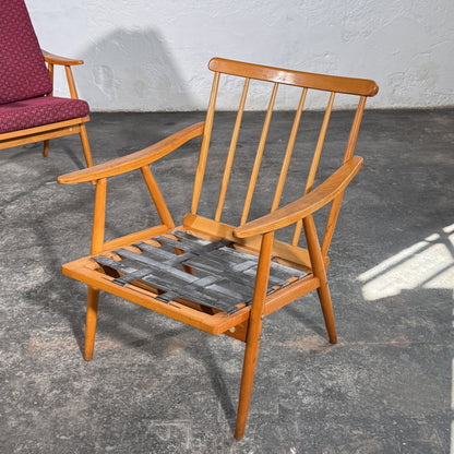 TON Style Beech Armchairs, Pair, 1960s