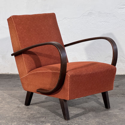 Pair of Jindřich Halabala Type-C Art Deco Armchairs, Czechoslovakia 1930s